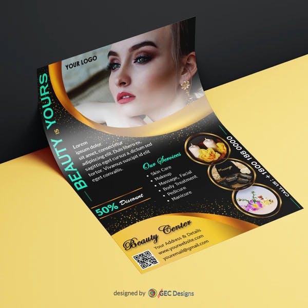 Golden Beauty Salon Flyer Template