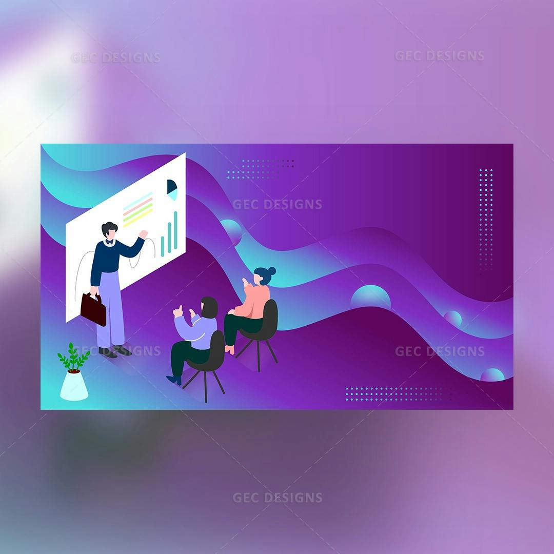 Training session concept Isometric background template