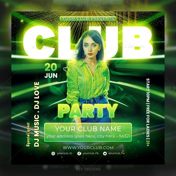 Exotic nightclub party flyer template