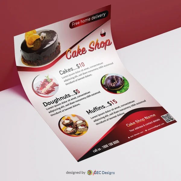 FireBrick Cake shop flyer template