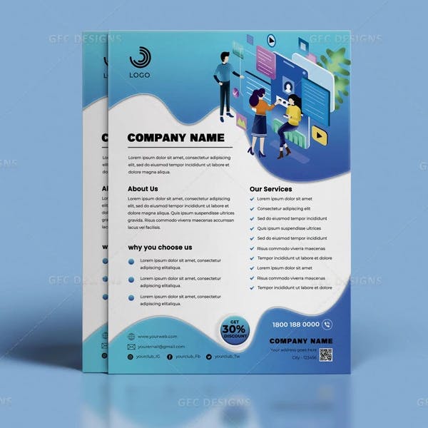 Professional online business services flyer template