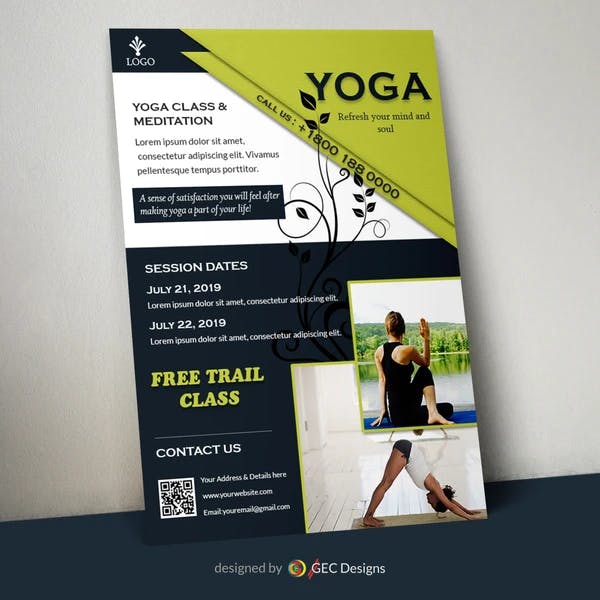 Free Yoga classes Promotion Flyer Template