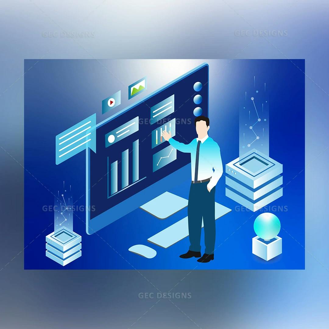 Business strategy presentation vector illustration
