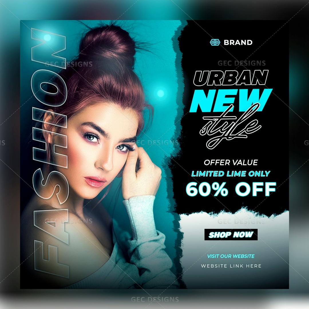 Fashion shop Urban style Instagram poster template
