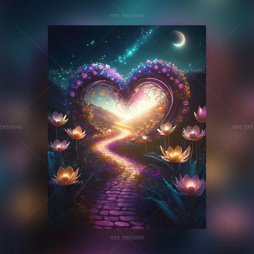 Glitter Heart Valentine path wallpaper